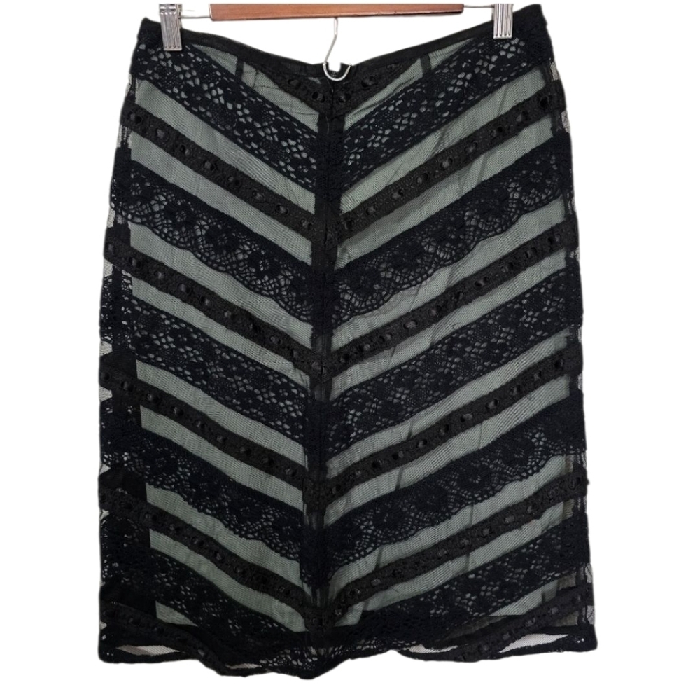 Vintage Y2k 90s Black and Baby Blue Lace Striped Skirt - Picture 7 of 8